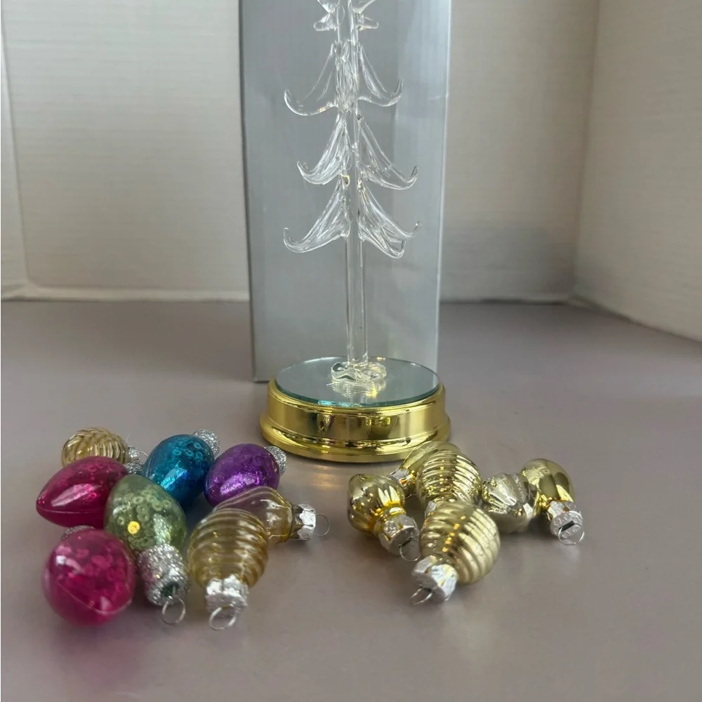 Glass Light Up Christmas Tree with Colorful Ornaments